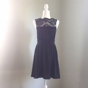 Free People Black Satin and Lace Dress